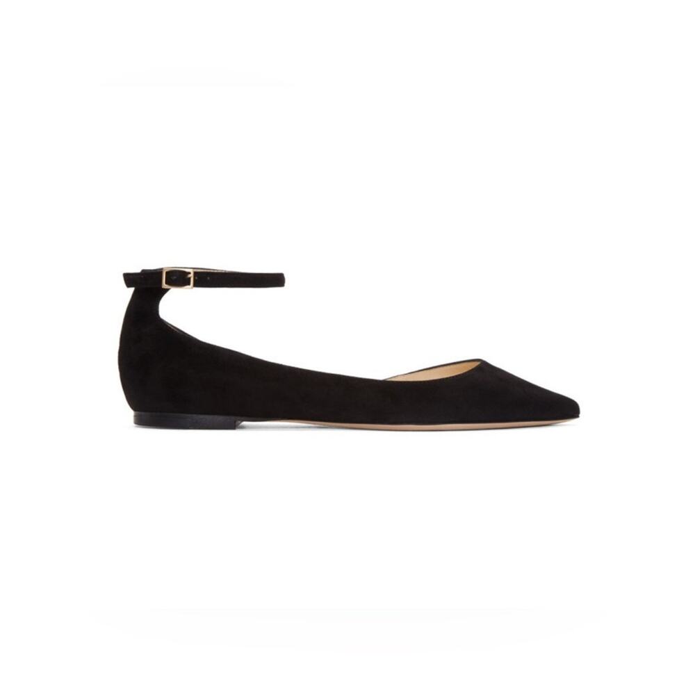 Jimmy Choo Black Suede Lucy Ballerina Flats 38